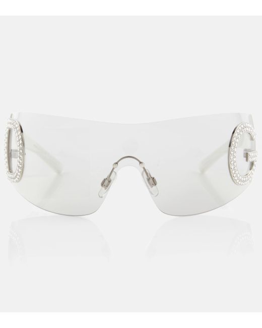 Dolce & Gabbana White Re-edition Shield Sunglasses