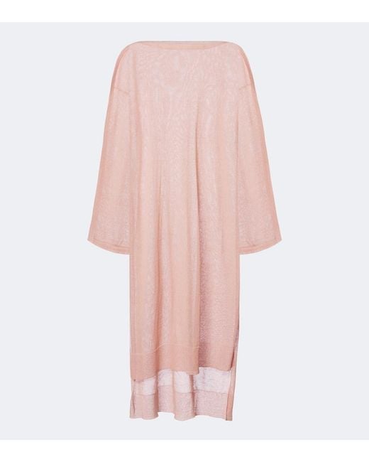 Alaïa Pink Knitted Linen And Silk Kaftan