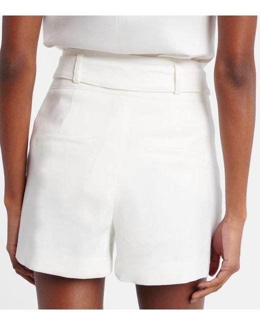 Veronica Beard White Runo High-Rise Linen-Blend Shorts