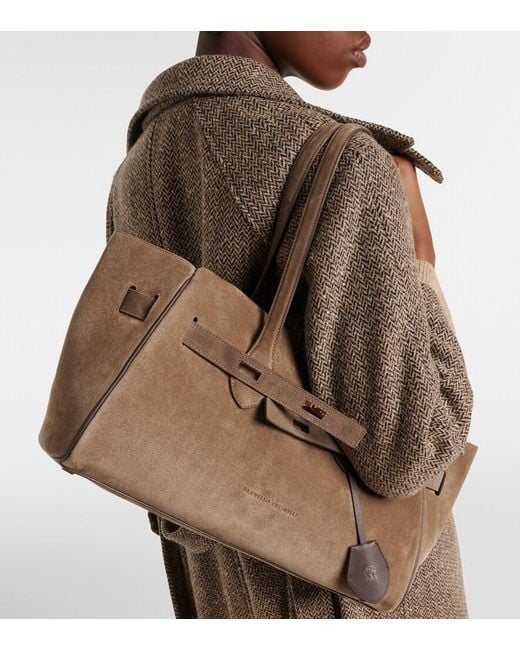 Brunello Cucinelli Brown Medium Suede Shoulder Bag