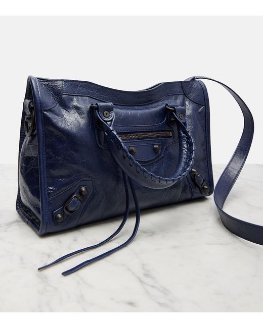 Balenciaga Blue Le City Small Leather Tote Bag