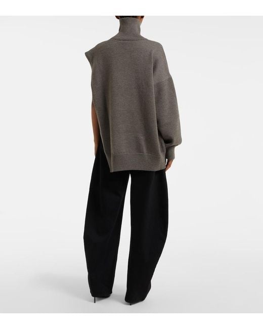 Alaïa Brown Sided Virgin Wool Sweater