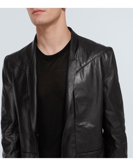 Rick Owens Black Oiled-Leather Blazer for men