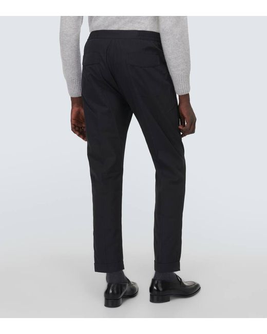 Tom Ford Cotton And Silk Straight Pants in Gray for Men | Lyst