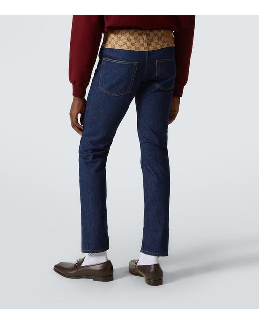 Jean Tapered Gg A Taille Mi-Haute Gucci pour homme en coloris Blue