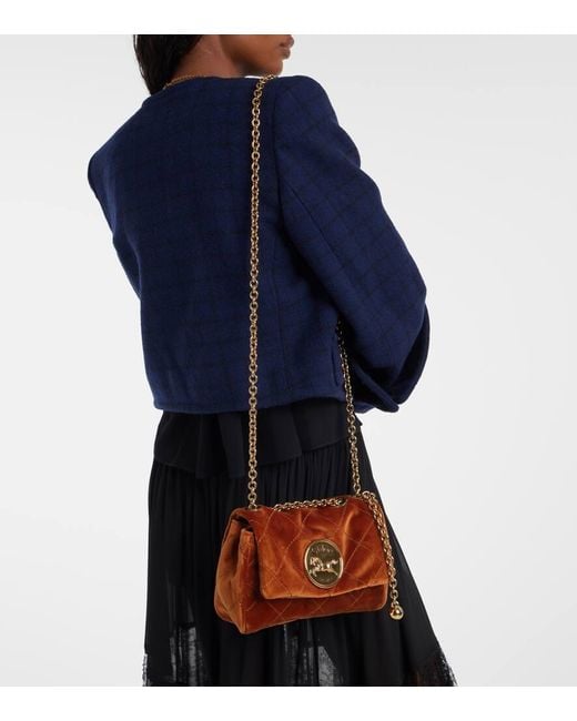ショルダーバッグ・ポシェット CHLOE Black Velvet Small Chlo?? Heritage Shoulder Bag CHLOÉ Heritage small embellished quilted velvet shoulder bag