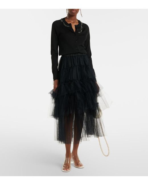 Simone Rocha Blue Embellished Wool And Silk Cardigan