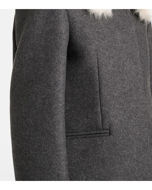Totême Black Shearling-Trimmed Wool-Blend Jacket
