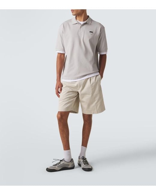 Prada White Layered Cotton Pique Polo Shirt for men