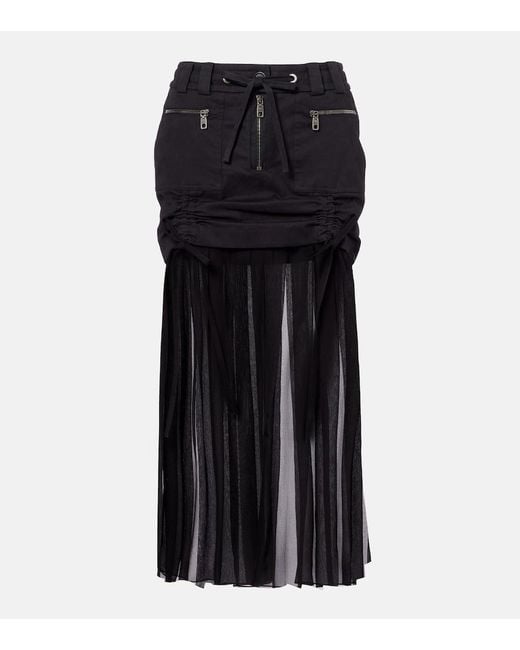 Dolce & Gabbana Black Silk And Cotton Midi Skirt