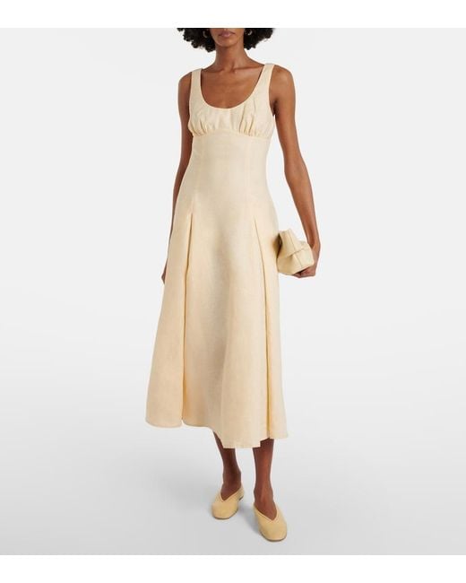 Faithfull The Brand Natural Esme Linen Midi Dress