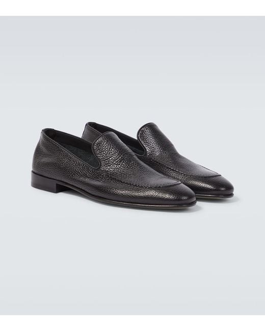 Manolo Blahnik Black Truro Leather Loafers for men