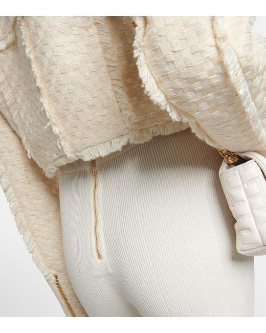 Leggings A Vita Alta Con Staffe di Balmain in Natural