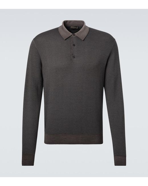 Loro Piana Gray Jacaranda Wool And Silk Polo Shirt for men