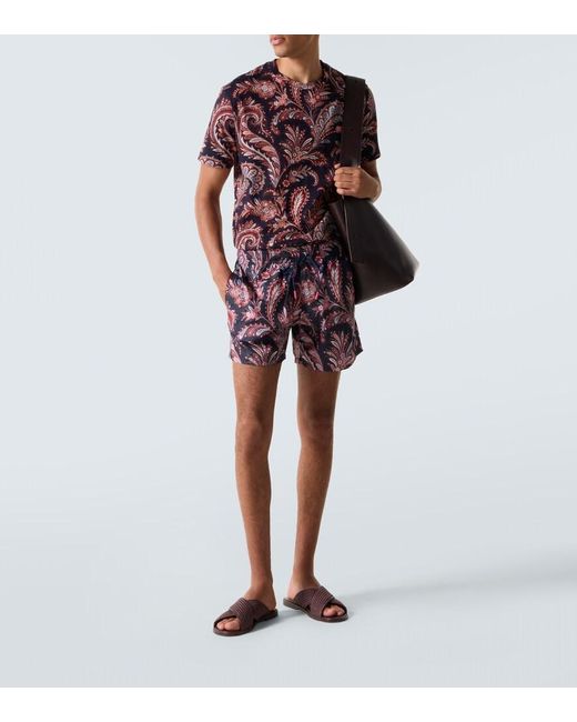 Etro Pink Paisley Cotton Jersey T-Shirt for men