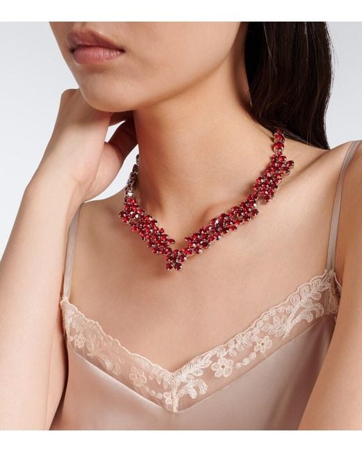 Simone Rocha Red Crystal-Embellished Necklace