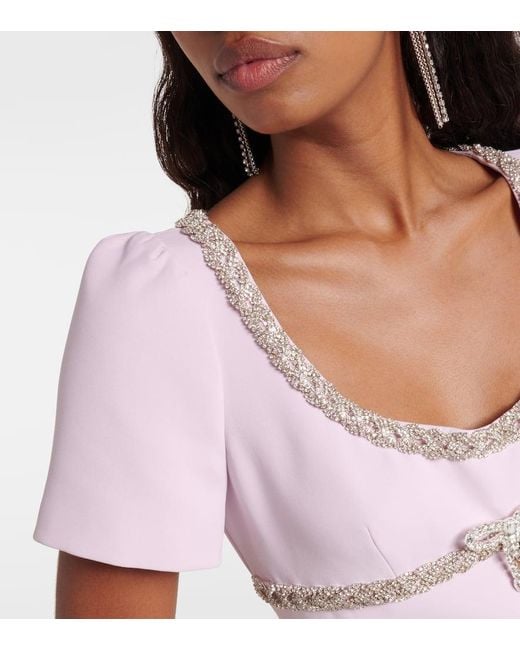 Self-Portrait Pink Crystal-Embellished Crepe Gown