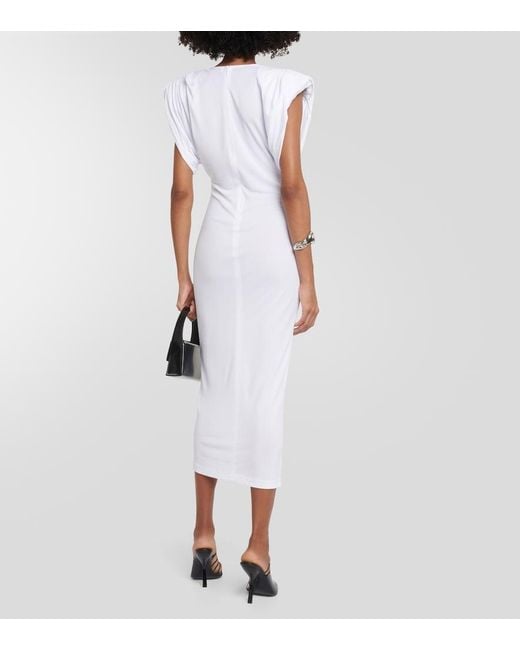 Wardrobe NYC White Ruched Jersey Midi Dress