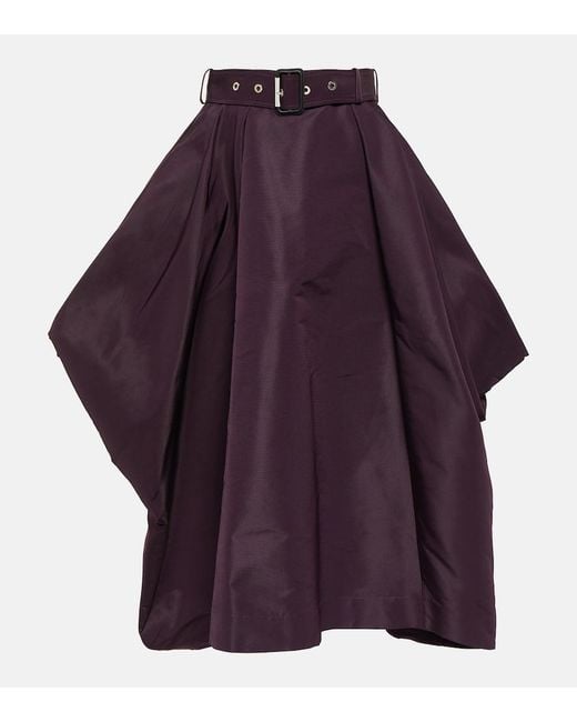 Alexander McQueen Purple Draped Faille Midi Skirt