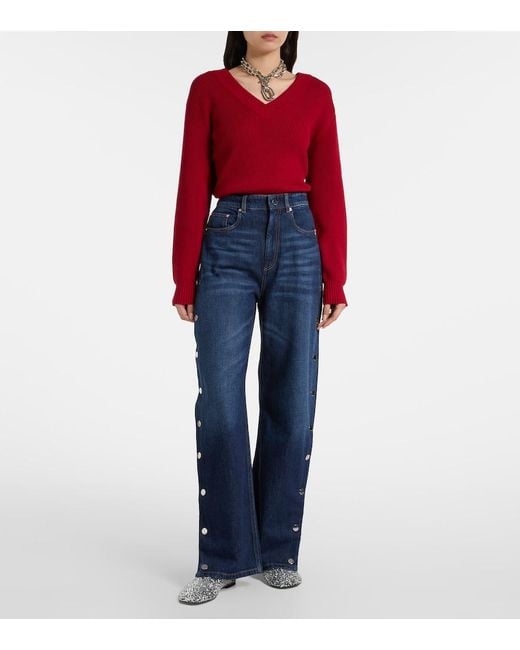 Sportmax Blue High-Rise Wide-Leg Jeans