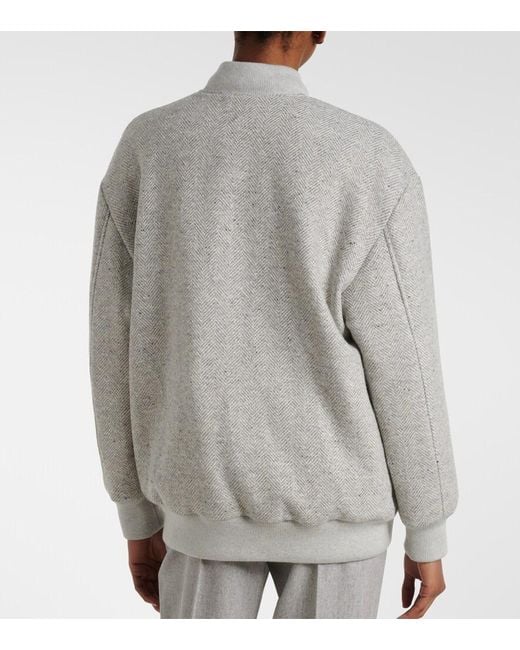 Eleventy Gray Herringbone Wool-Blend Down Jacket