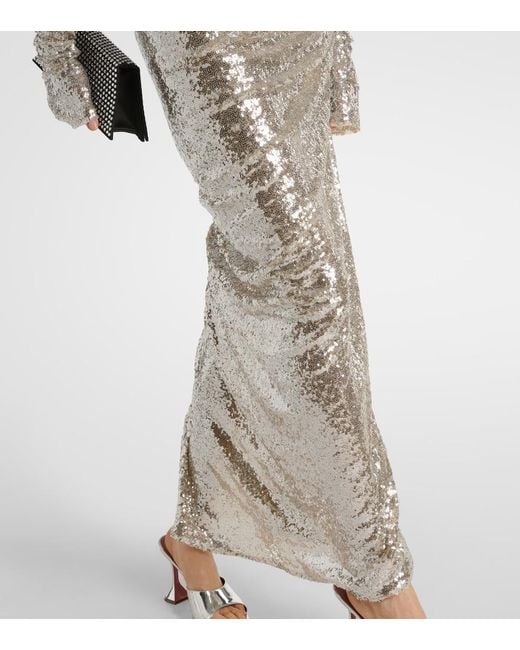 Maticevski Gray Luna Draped Sequined Maxi Skirt