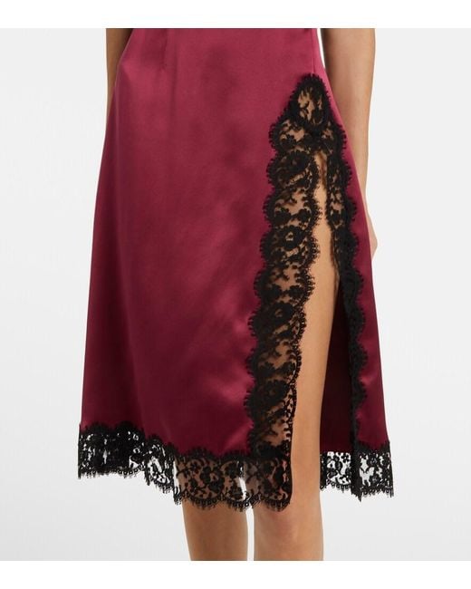 Dolce & Gabbana Red Silk And Cotton-Blend Midi Dress