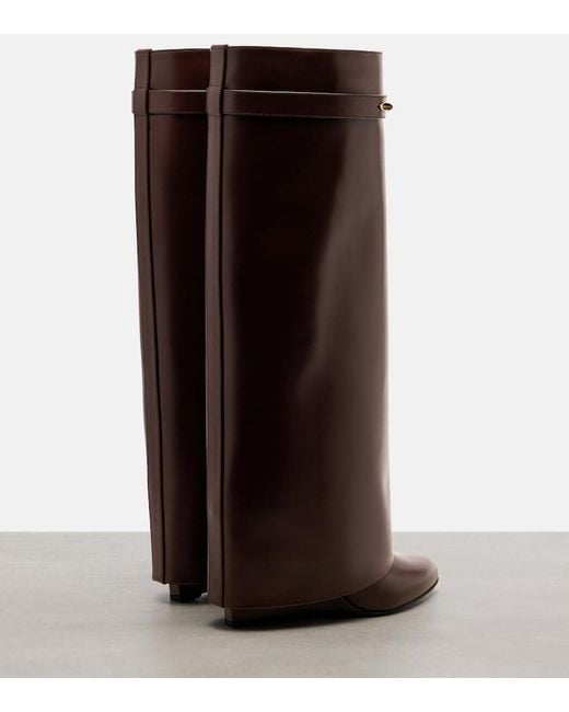 Givenchy Brown Shark 95 Leather Knee-High Boots