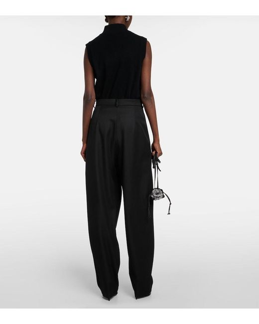 Magda Butrym Black High-Rise Wool Pants