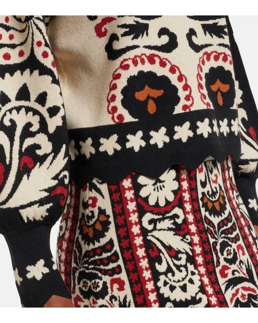 Farm Rio Black Tapestry Stripes Jacquard Sweater