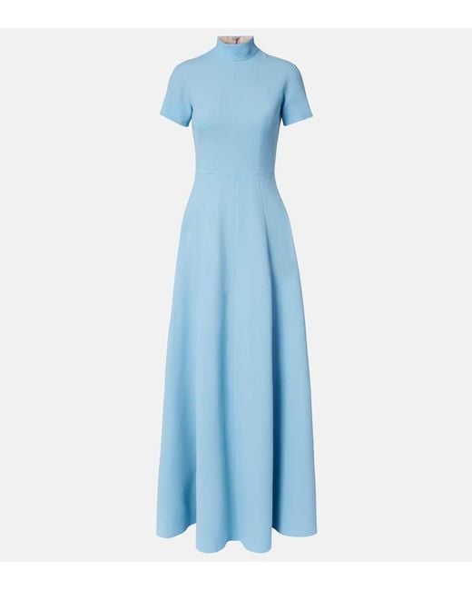 Emilia Wickstead Blue Malinda Wool Crepe Gown