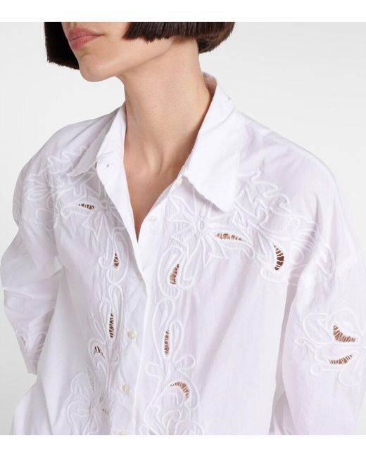 Juliet Dunn White Broderie Anglaise Cotton Poplin Shirt