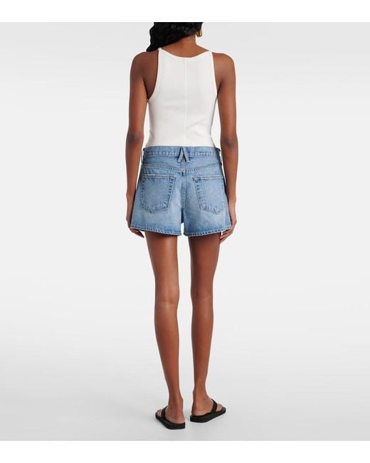 SLVRLAKE Denim Blue Mila Mid-Rise Denim Shorts