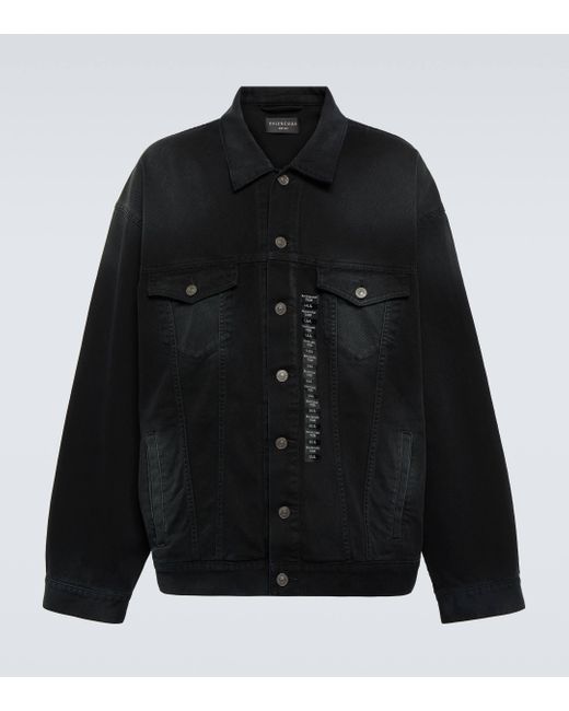 Veste Size Sticker oversize en jean Balenciaga pour homme en coloris Black