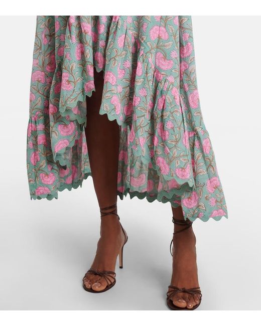 Juliet Dunn White Floral Cotton Midi Dress