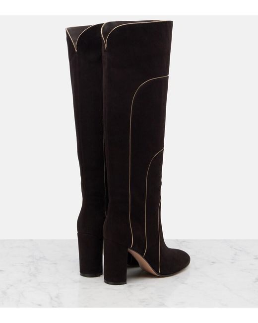 Gianvito Rossi Black 85 Suede Knee-High Boots