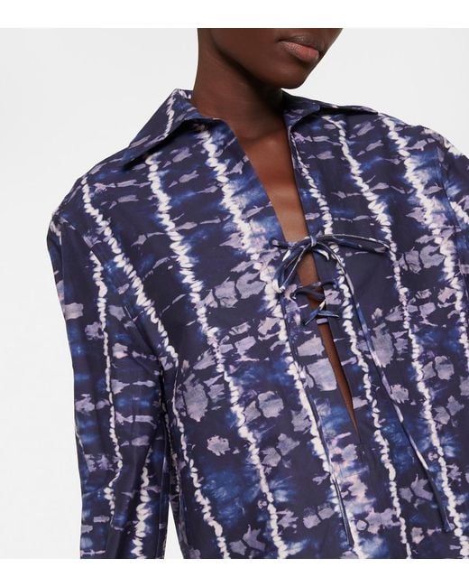 Altuzarra Blue Nia Printed Cotton-blend Shirt Dress