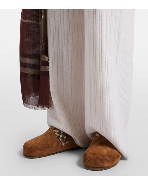 Burberry Brown Urchin Shearling-Lined Suede Clogs