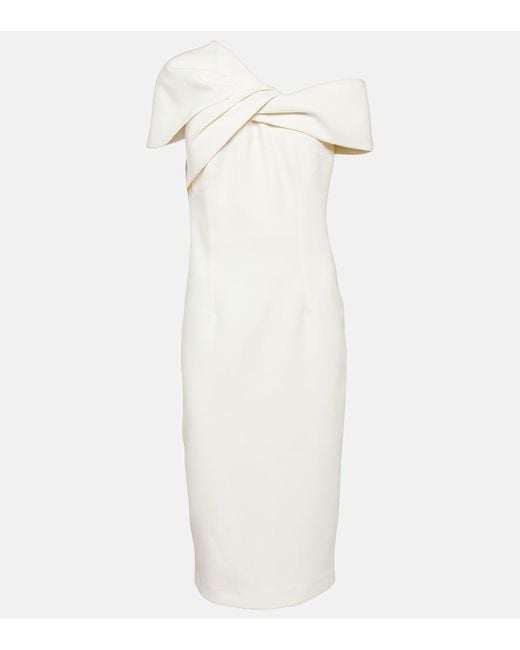 Safiyaa White Salmone Crepe Midi Dress