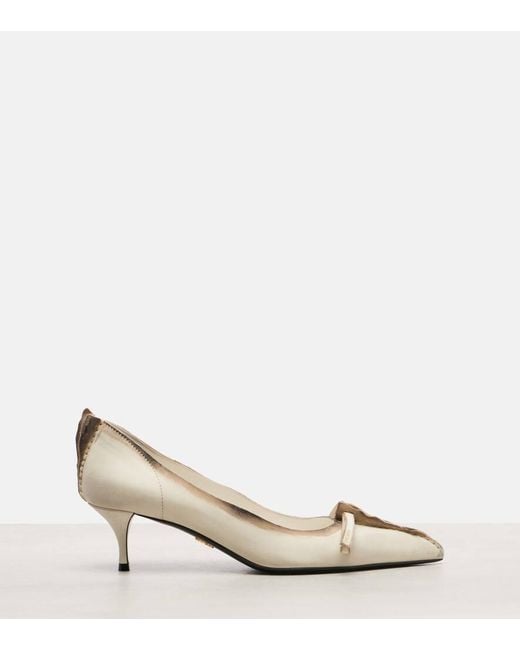 Prada Natural Antiqued 55 Leather Pumps
