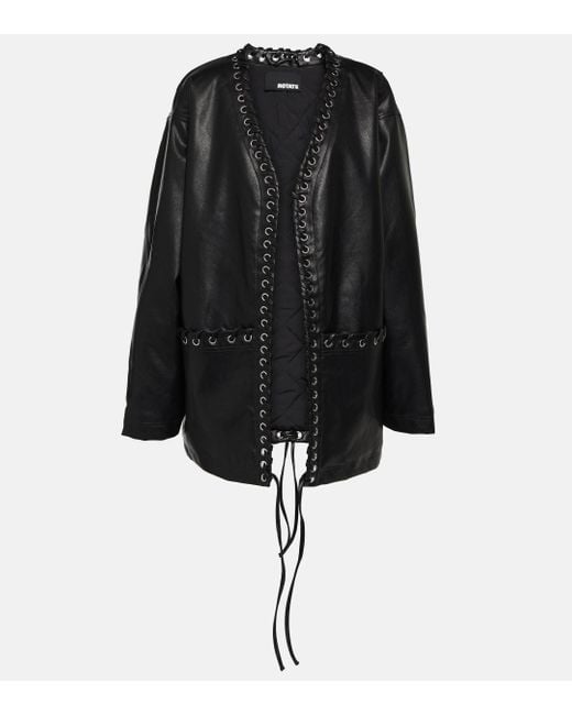 ROTATE BIRGER CHRISTENSEN Black Lace-up Faux Leather Jacket