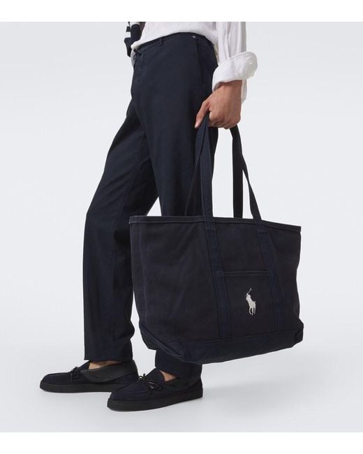 Polo Ralph Lauren Blue Canvas Tote Bag for men