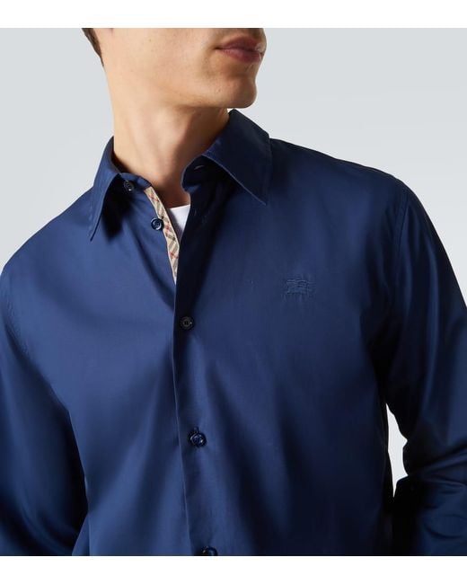 Burberry Blue Cotton Shirt for men