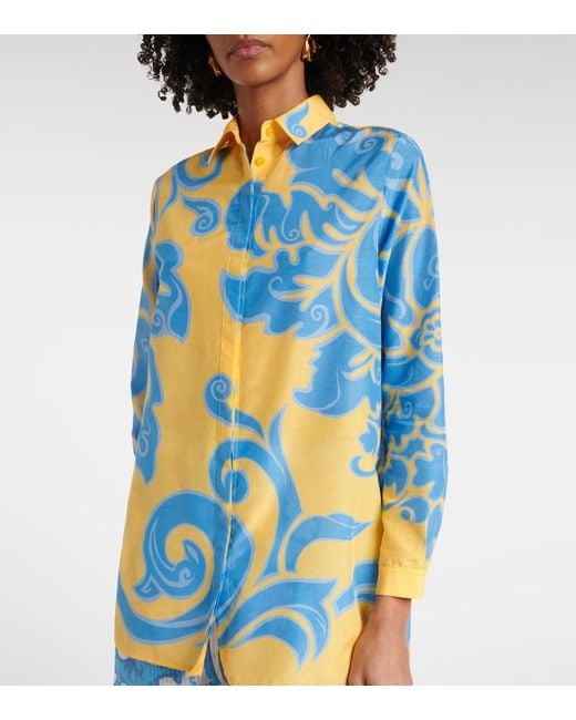 Etro Blue Printed Cotton And Silk Shirt