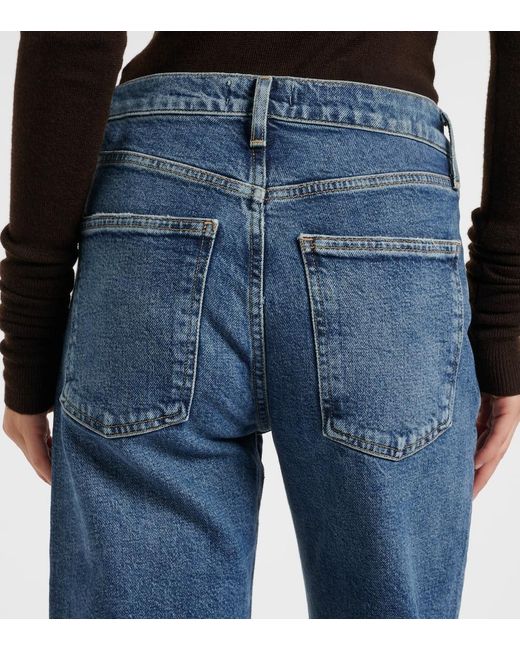 Agolde Blue Harper Mid-Rise Straight Jeans