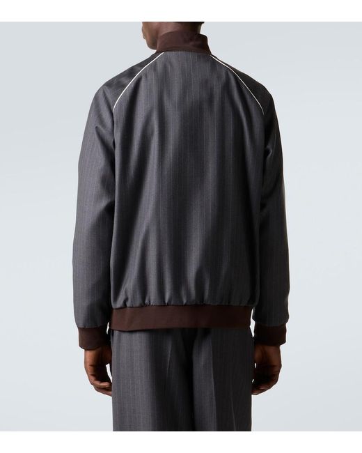 Miu Miu Black Logo Pinstripe Virgin Wool Track Jacket for men