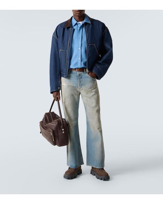 Chaqueta De Denim Con Piel Acne de hombre de color Blue