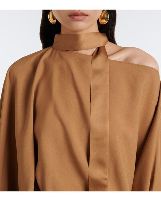 Taller Marmo Natural Brooks Scarf-Detail Crepe Cady Maxi Dress