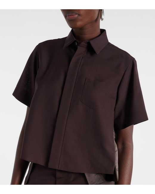 Sacai Brown Cropped Shirt