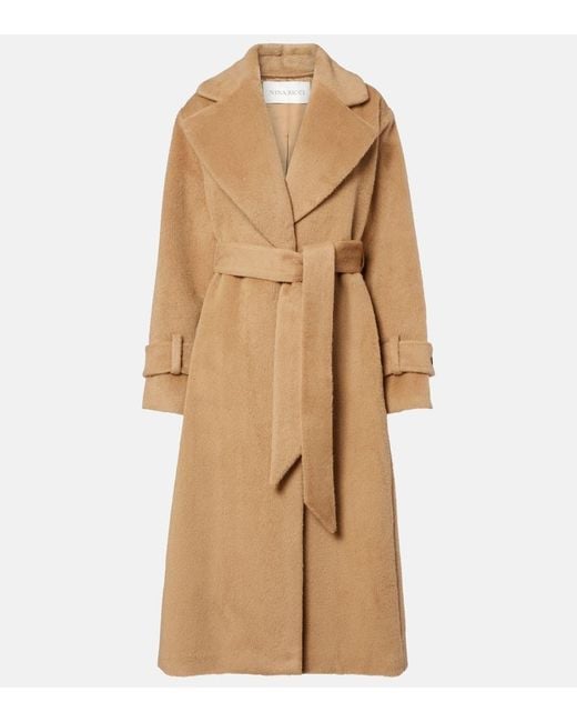 Nina Ricci Natural Belted Alpaca And Wool Wrap Coat